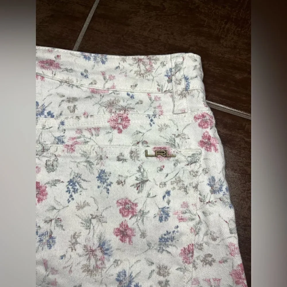 Lauren Jeans Co. Ralph Lauren floral denim shorts sz 6 - Picture 3 of 7